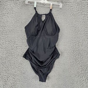 Cupshe Swimwear Womens XL Black One Piece Keyhole Neck Swimsuit